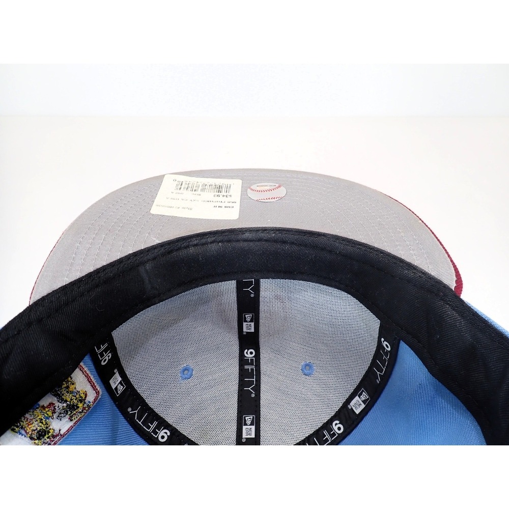 New Era 9FIFTY Philadelphia Phillies Snapback Hat Sky Blue Maroon Cooperstown - Picture 9 of 9